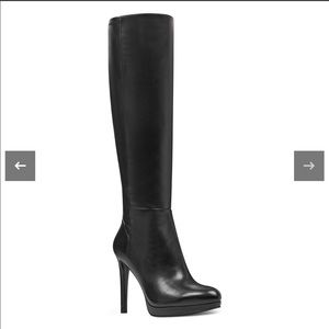 NTW!! Black Lather Nine West Platform Heeled Boots